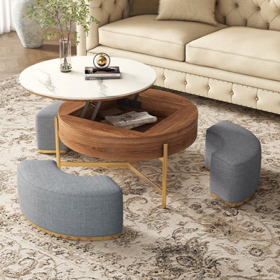 Everly Quinn Zinna Lift Top Round Coffee Table Nesting